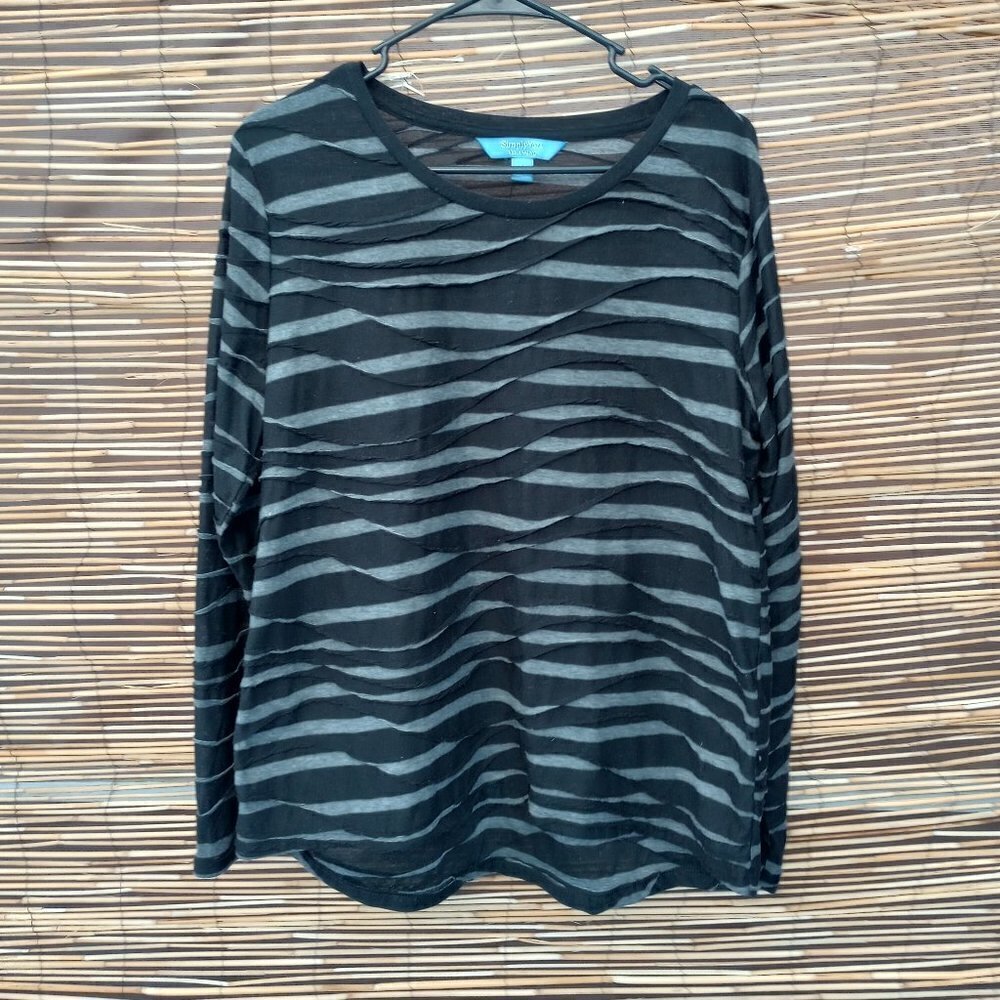 Vera Wang Simply Vera Black & Gray Top - XL